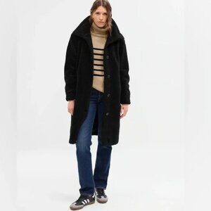 GAP, Long Sherpa Coat, Black, M